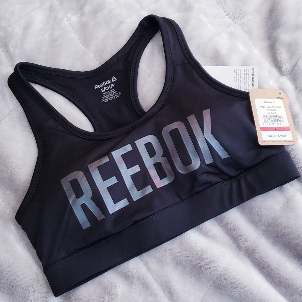 REEBOK Logo Sports Bra Size Small NWT Black